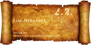 Lux Nikolett névjegykártya